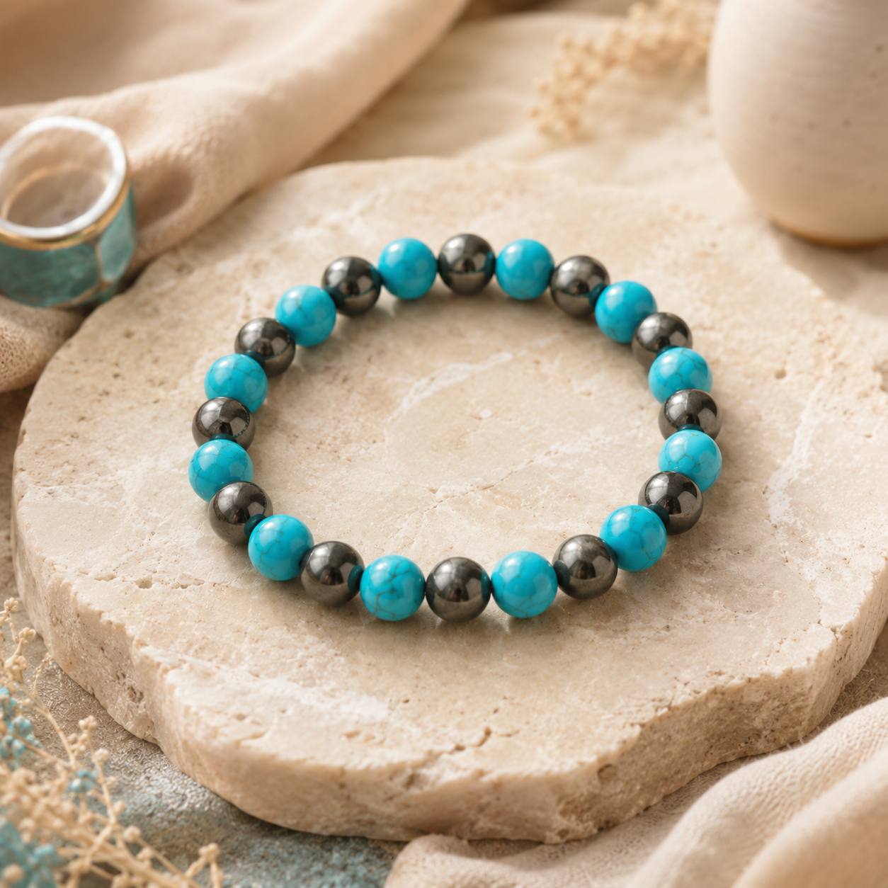 Pyrite & Firoza (Turquoise) Bracelet
