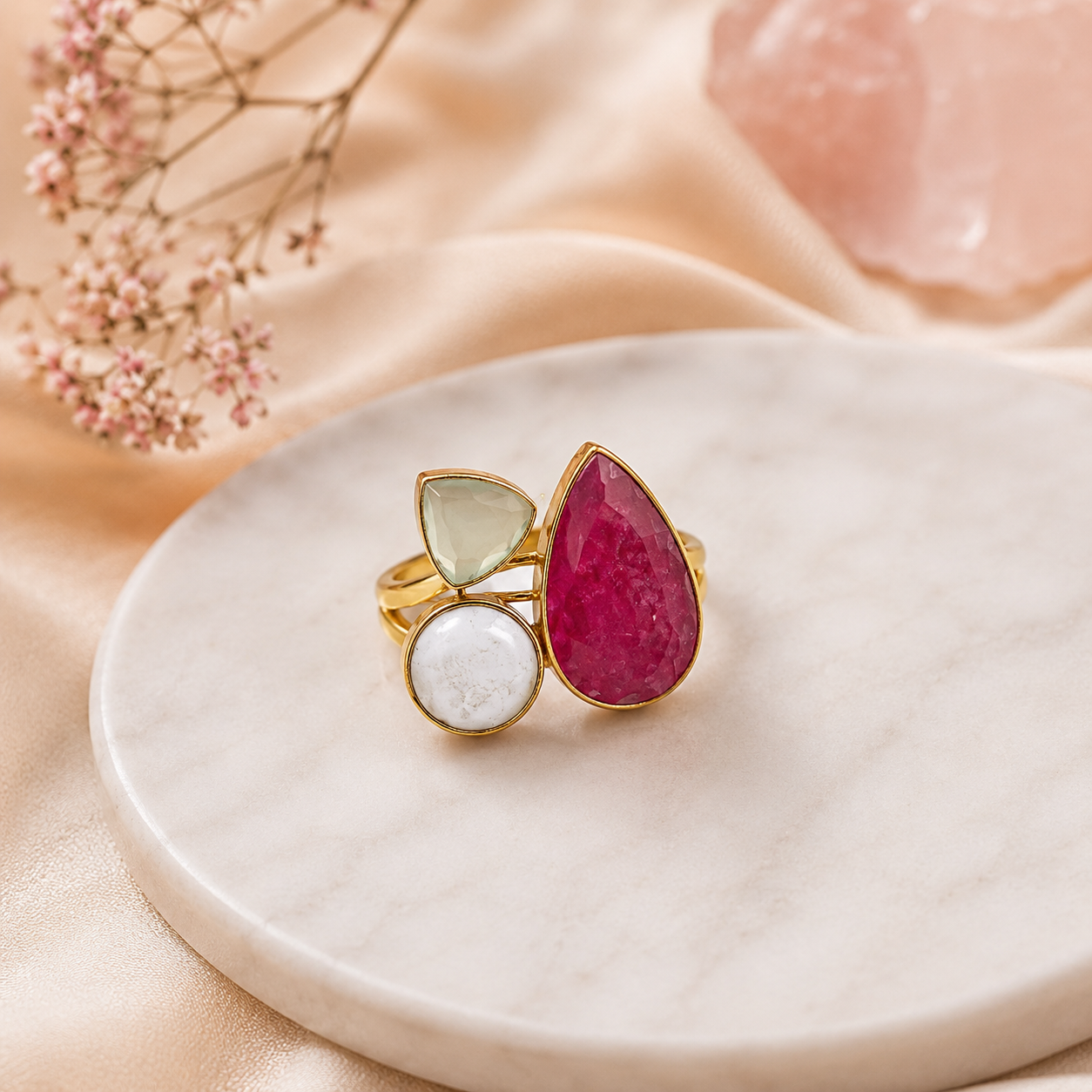 Triple Crystal Ring