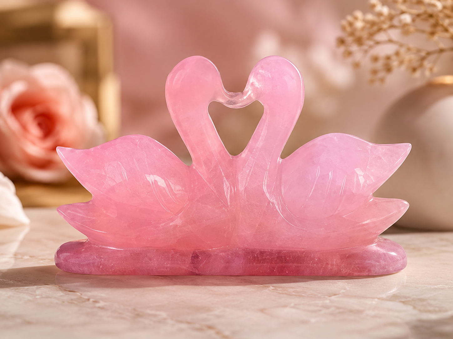 Rose quartz Couple Duck Rose Quartz