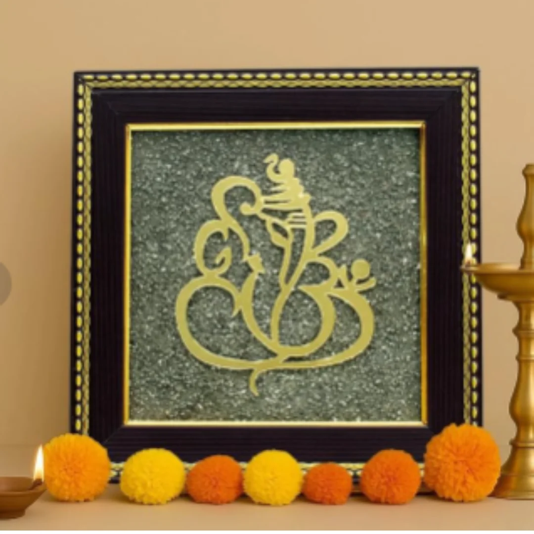Ganesh Ji on Raw Pyrite Frame | Symbol of Wisdom, Prosperity & Protection