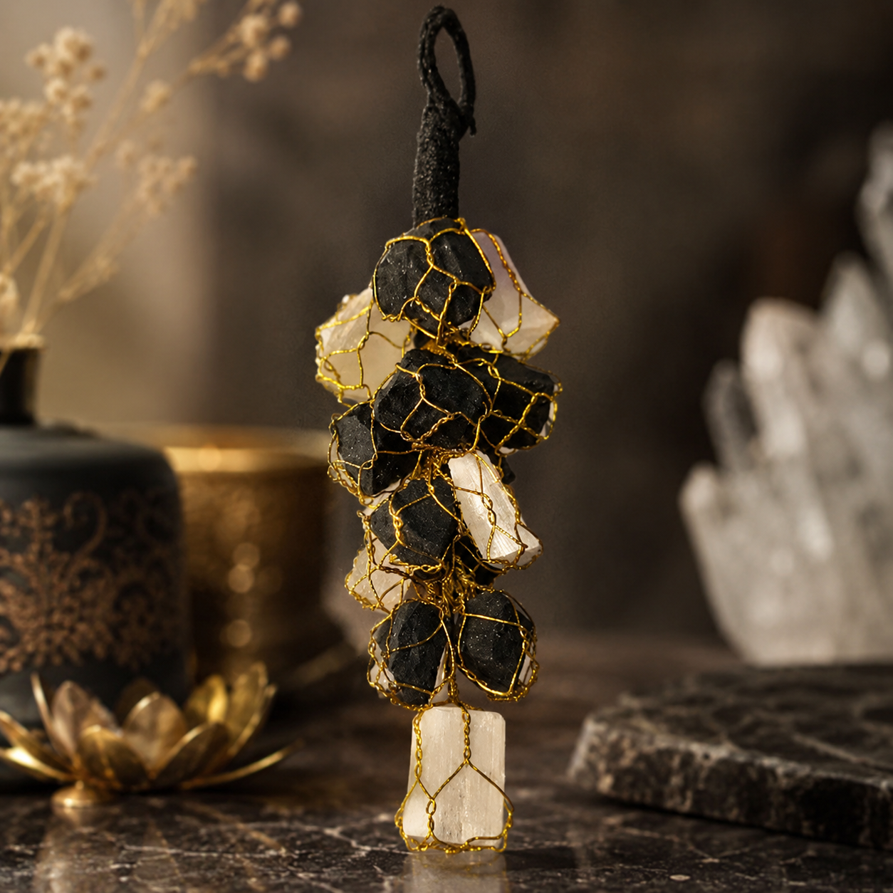 Door Hanging Black tourmaline And Selenite