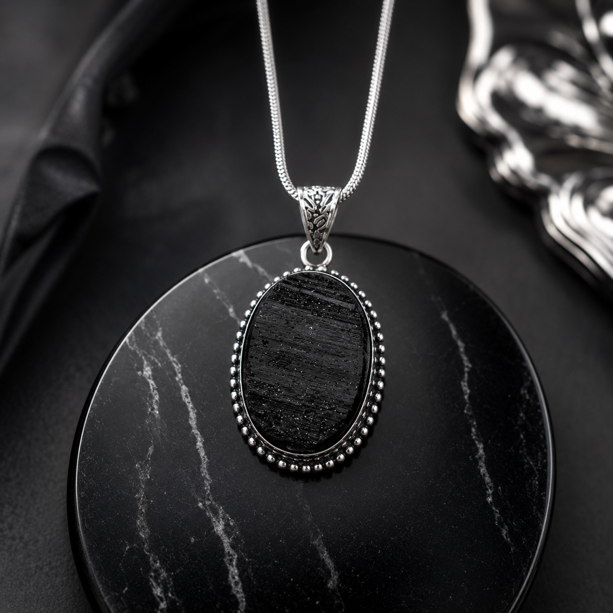 Black Tourmaline Crystal Pendants