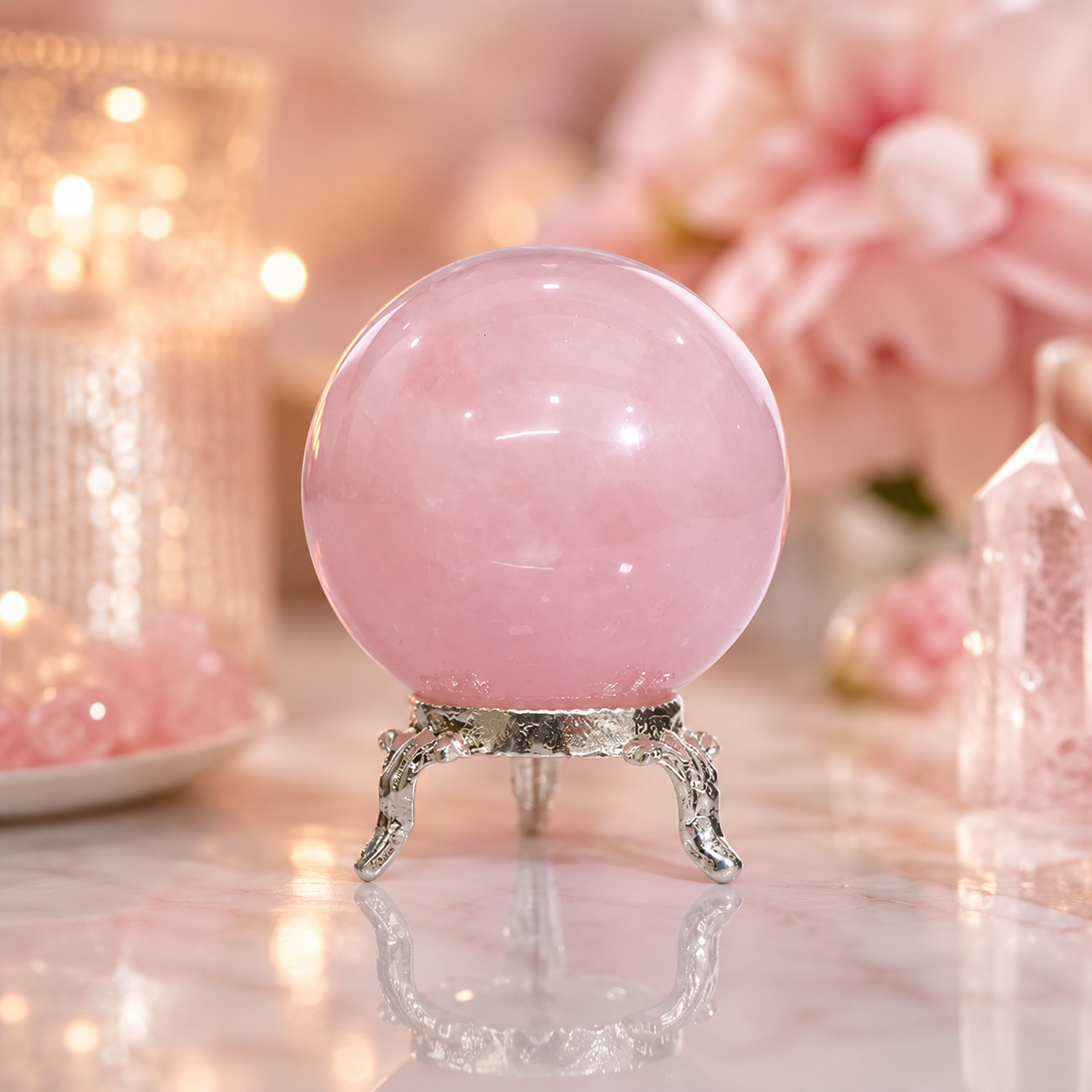 Rose Quratz Crystal Ball